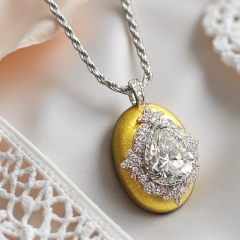 Mozanit Taşlı 22 Ayar Altın Kaplamali Tasarım Gümüş Kolye