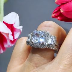 Bagety Swarovski Taşlı Altın Kaplamalı Gümüş Yüzük