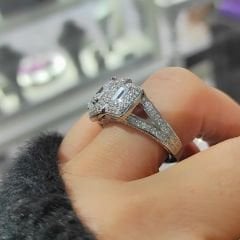 Bagety Swarovski Taşlı Altın Kaplamalı Gümüş Yüzük