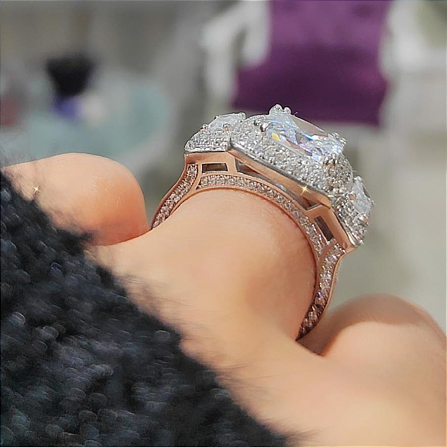 Bagety Swarovski Taşlı Altın Kaplamalı Gümüş Yüzük