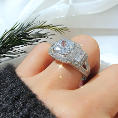 Bagety Swarovski Taşlı Altın Kaplamalı Gümüş Yüzük