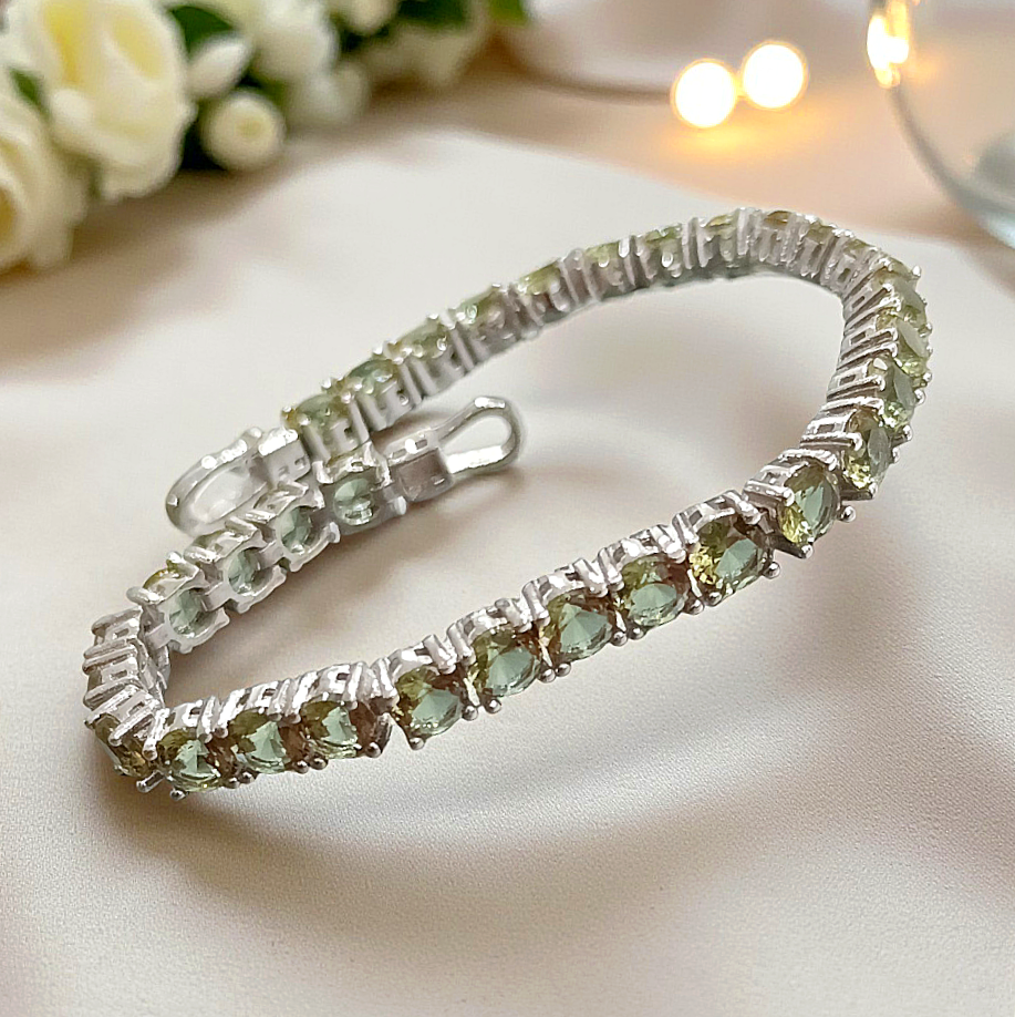 Zultanite Taşlı Renk değiştiren 5 mm Suyolu Gümüş Bileklik