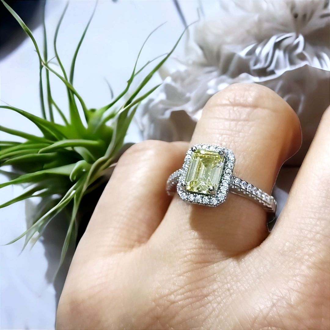 Sitrin Taşlı Altın Kaplamalı Gümüş Yüzük