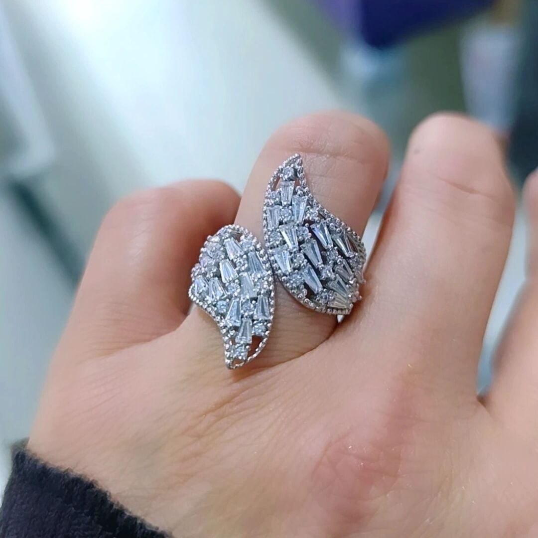 Bagety Taşlı Altın Rodajlı Gümüş Yüzük