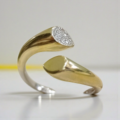 Swarovski Taşlı Altın Kaplamalı Ayarlamalı Gümüş Yüzük