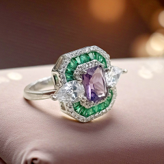 Rainbow ve Swarovski Taşlı Altın Rodajlı Gümüş Yüzük