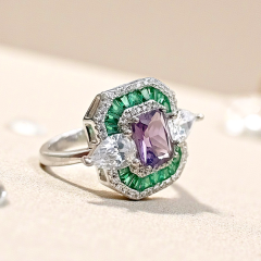 Rainbow ve Swarovski Taşlı Altın Rodajlı Gümüş Yüzük