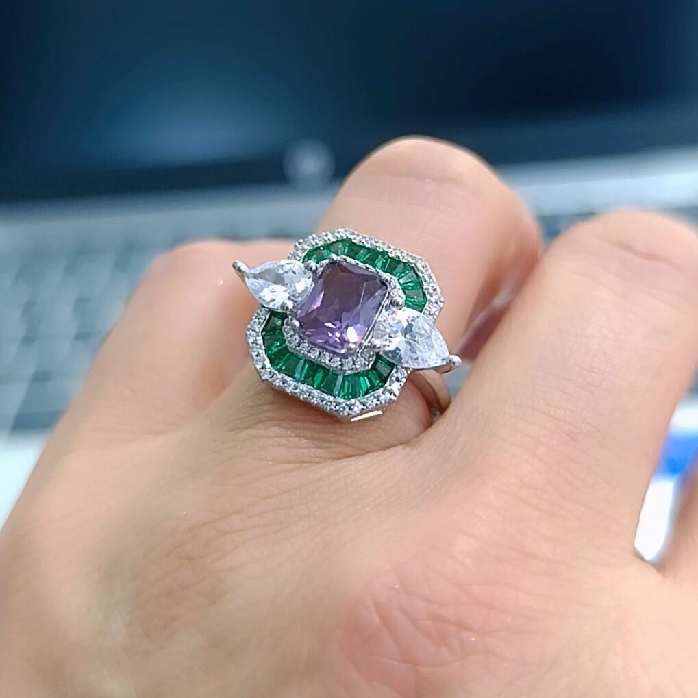 Rainbow ve Swarovski Taşlı Altın Rodajlı Gümüş Yüzük