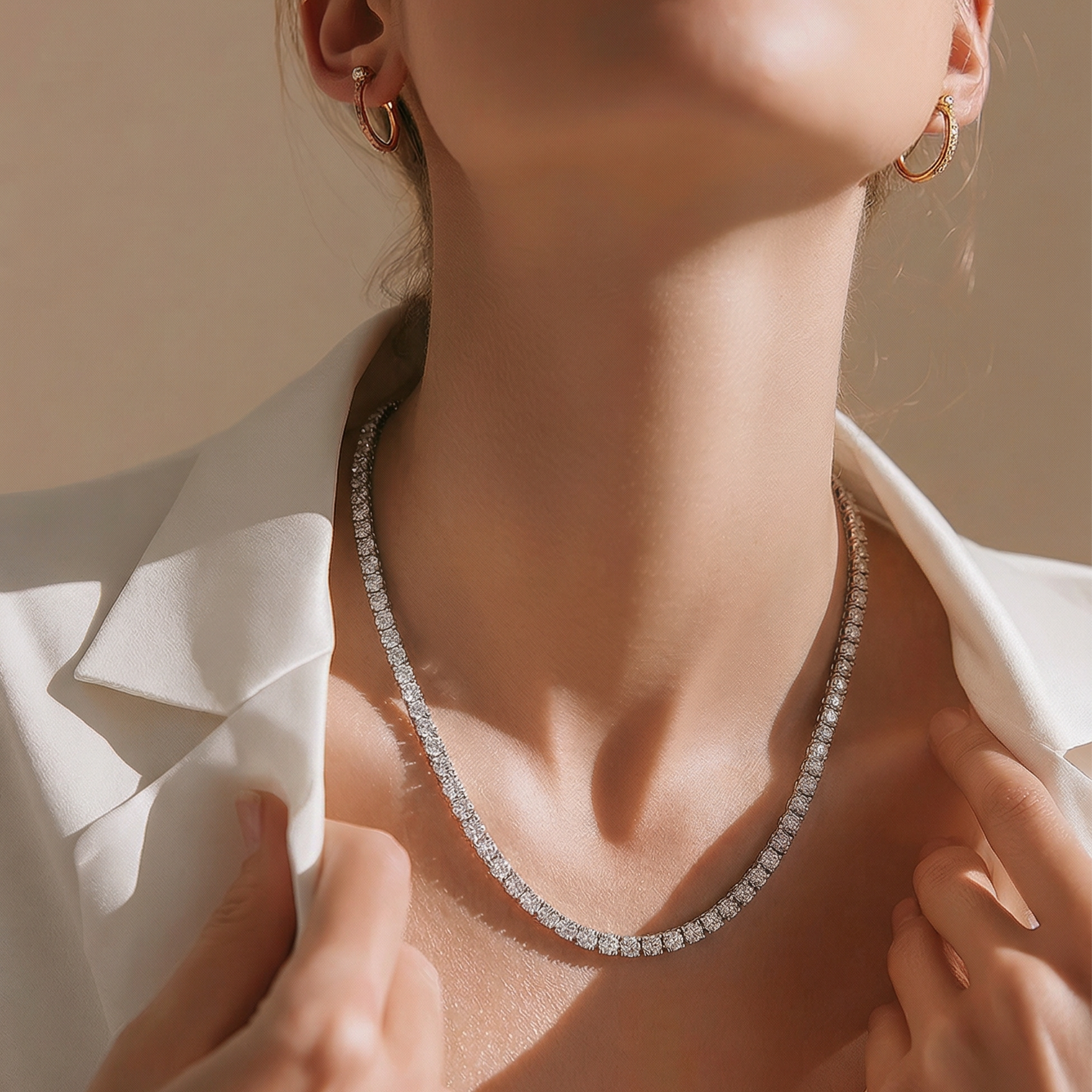 2.5 mm Swarovski Taşlı  Altın Rodajlı Gümüş Suyolu Kolye