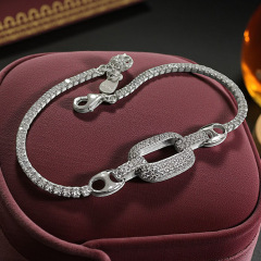 Swarovski Taşlı Altın Rodajlı İthal Gümüş Bileklik