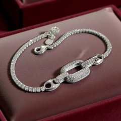 Swarovski Taşlı Altın Rodajlı İthal Gümüş Bileklik