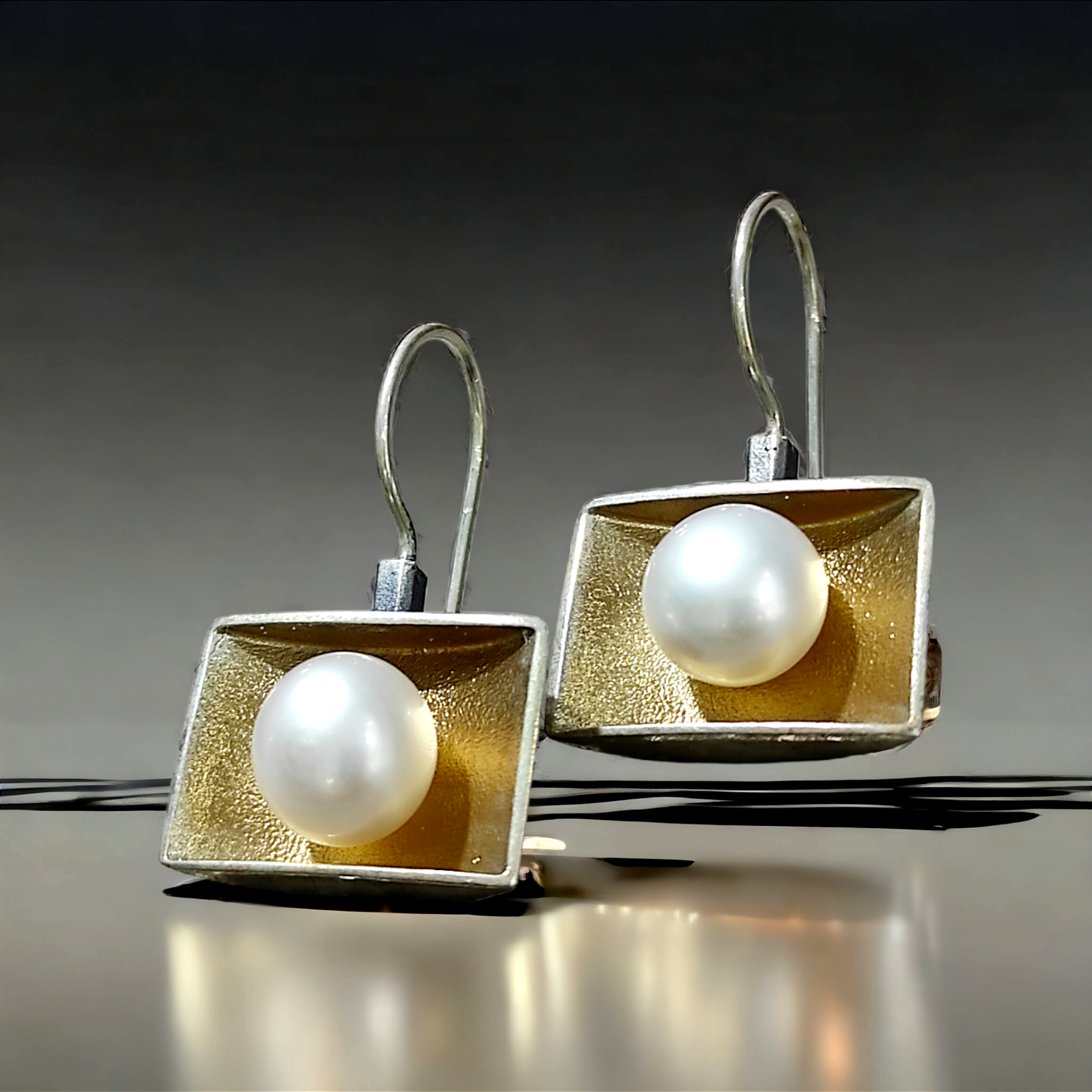 Hakiki inci Tasarım Otantik Gümüş Küpe