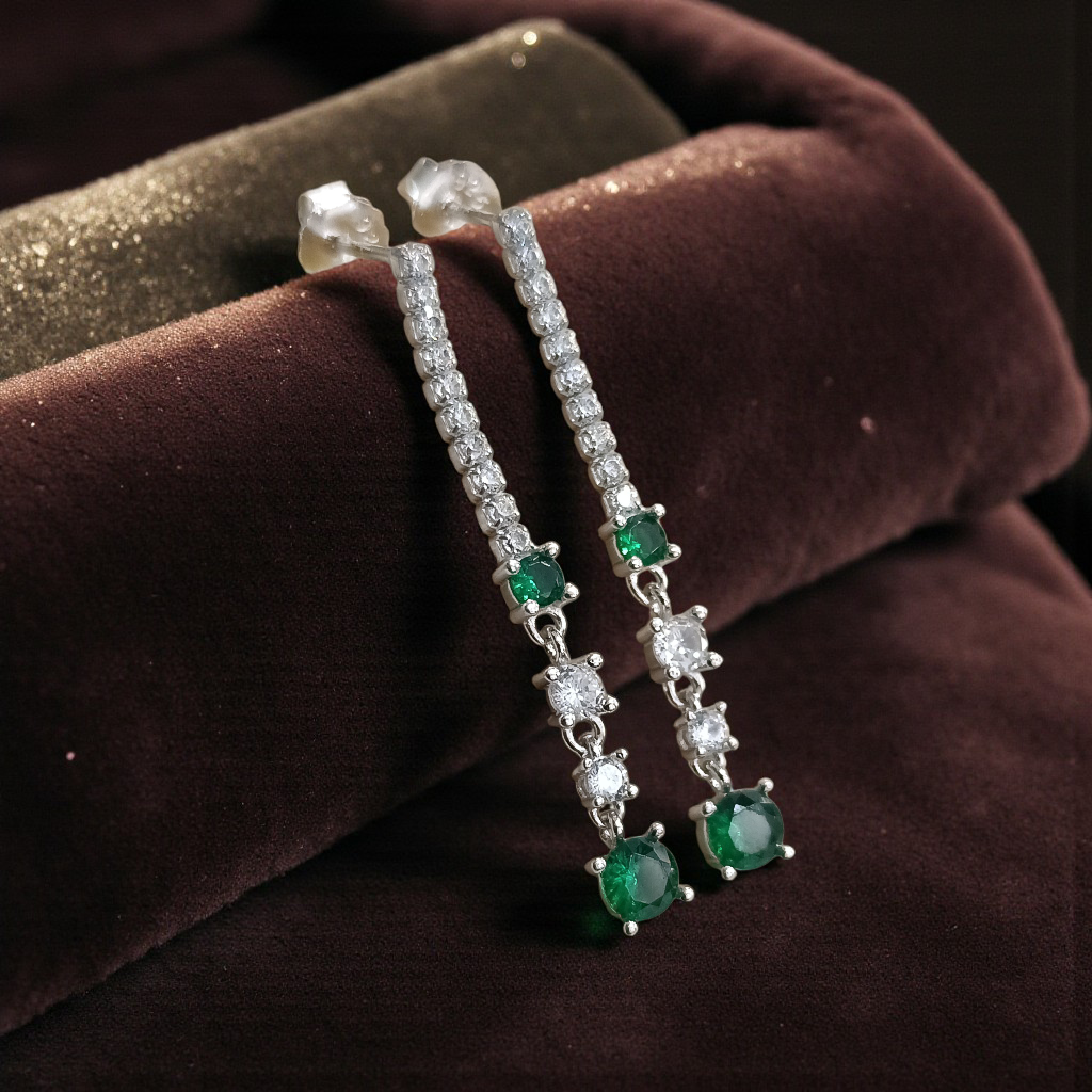 Swarovski Taşlı Altın Rodajlı Suyolu Gümüş Küpe