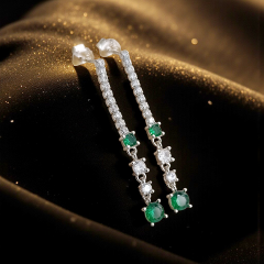 Swarovski Taşlı Altın Rodajlı Suyolu Gümüş Küpe