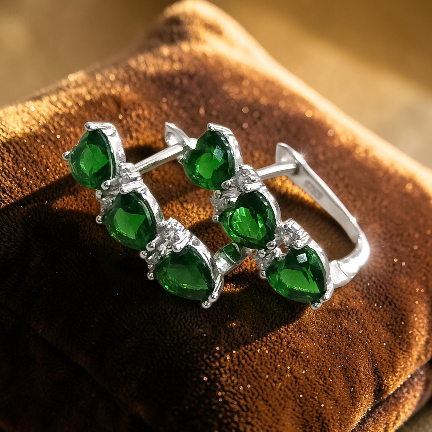 Swarovski Taşlı Altın Rodajlı Kalp Gümüş Küpe