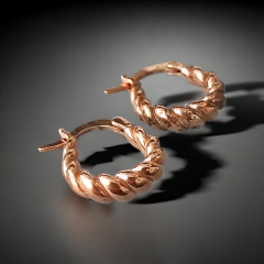 Burgu Model Rose Gümüş Halka Küpe