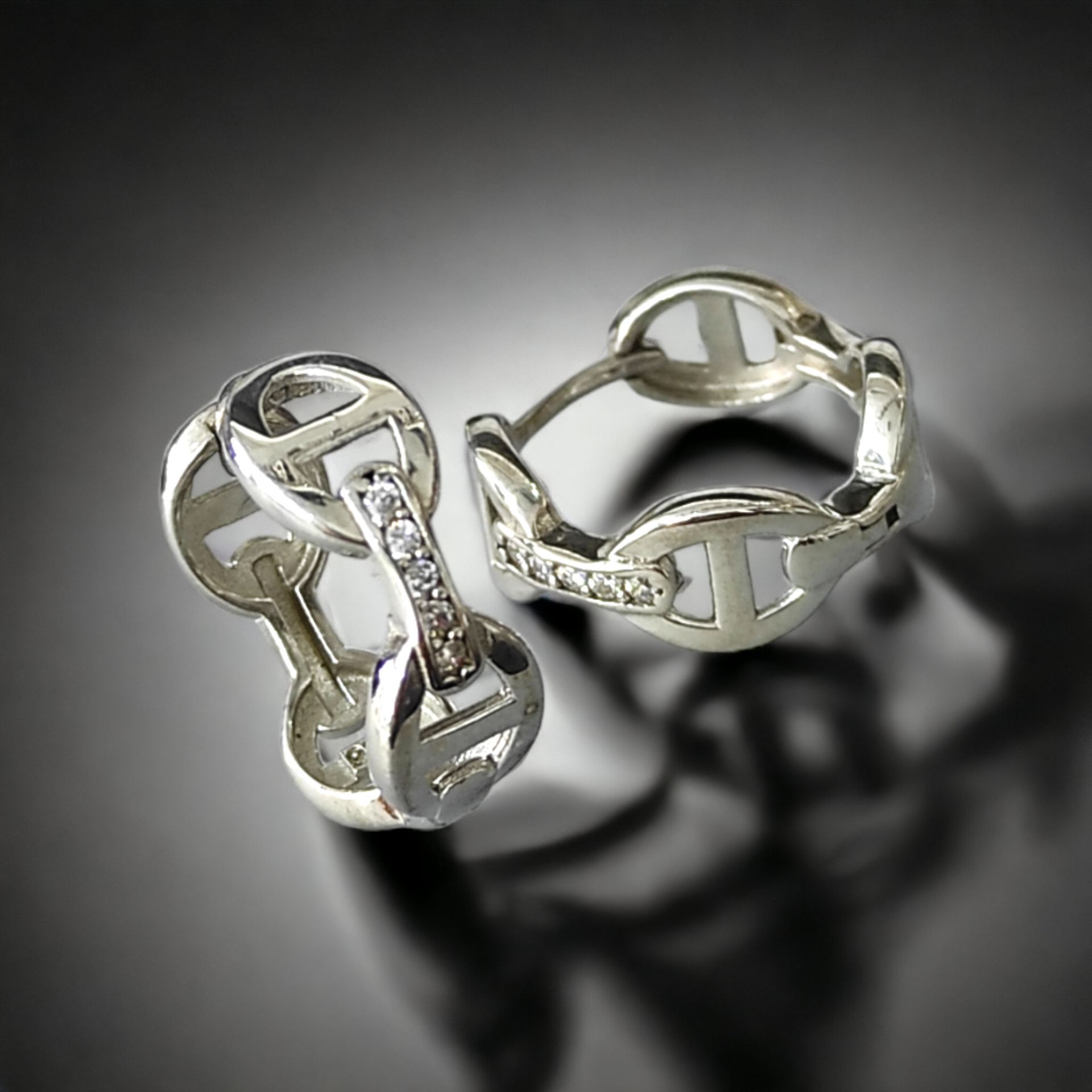 Zincir Model Gümüş Halka Küpe