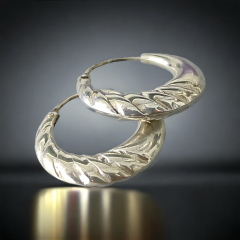 Burgulu Gümüş Halka Küpe