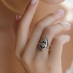 Oltu Taşlı Elişi Tasarim Gümüş Yüzük