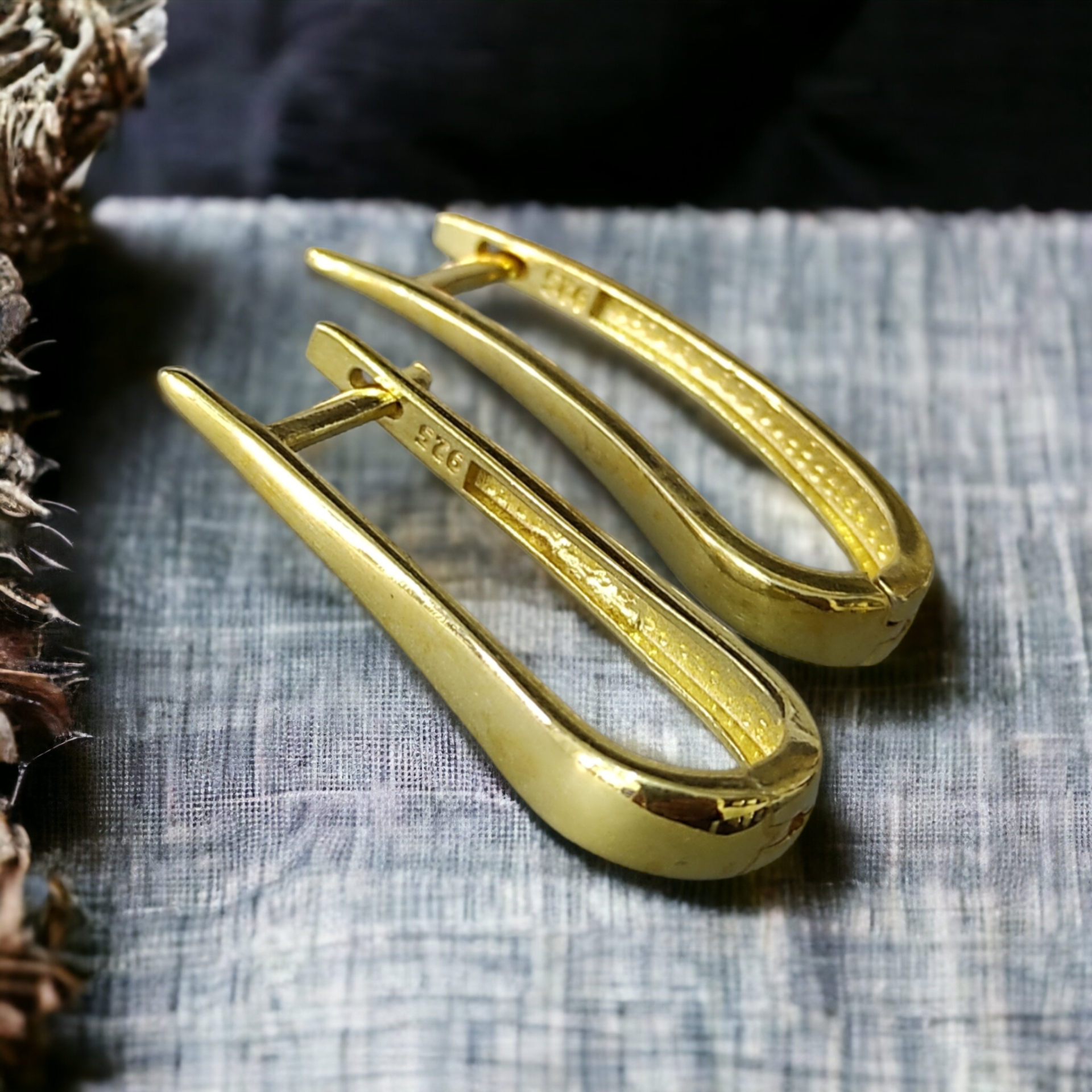 Altın Kaplamalı Gümüş Halka Küpe