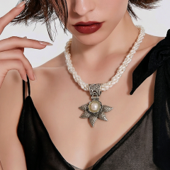 Hakik Kum İnci Tek Tasarım Gümüş Kolye