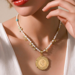 Hakiki inci , Çeyrek model Altın Kaplamalı Tek Tasarım Gümüş Kolye