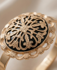 Oltu Taşlı Altın Kaplamalı Rose Elişi Tasarım Gümüş Bilezik