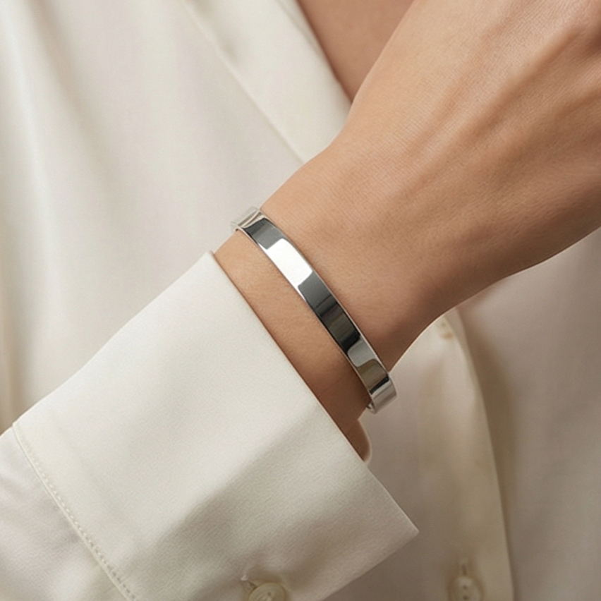 Cartier Model Elips Altın Rodajlı Gümüş Bilezik