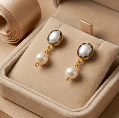 Hakiki İnci Tasarım Altın Kaplamalı Gümüş Küpe