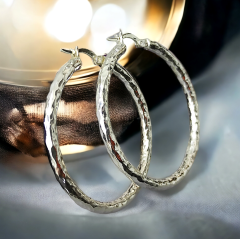 Dövme Desenli Gümüş Halka Küpe 4 cm çap