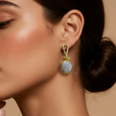 Hakiki inci Altın kaplamalı Tasarım Gümüş Küpe