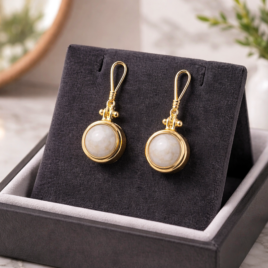 Hakiki inci Altın kaplamalı Tasarım Gümüş Küpe