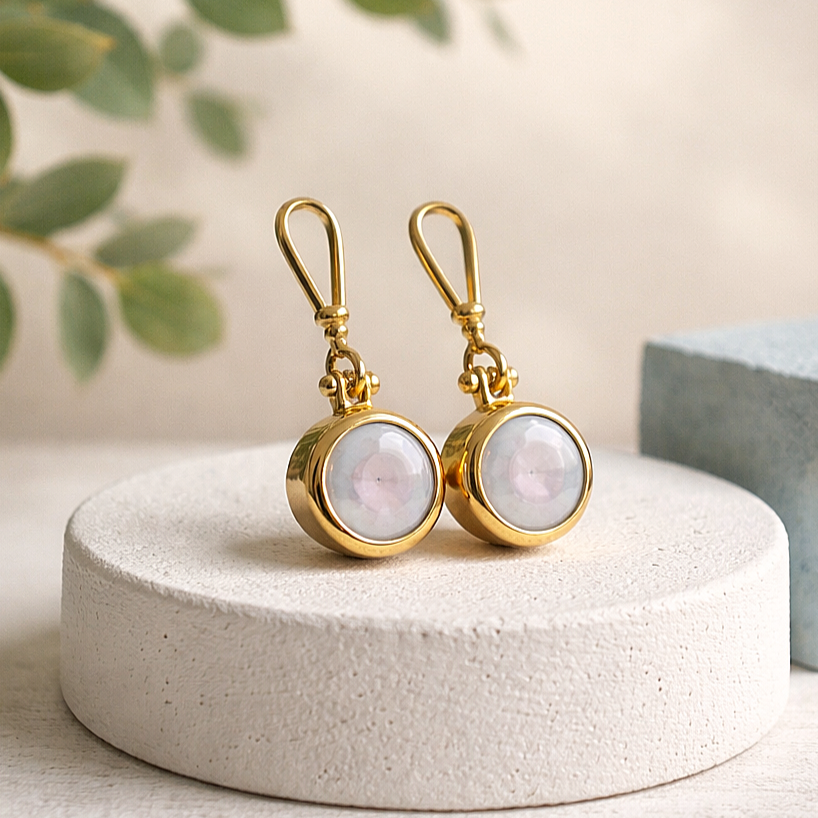 Hakiki inci Altın kaplamalı Tasarım Gümüş Küpe