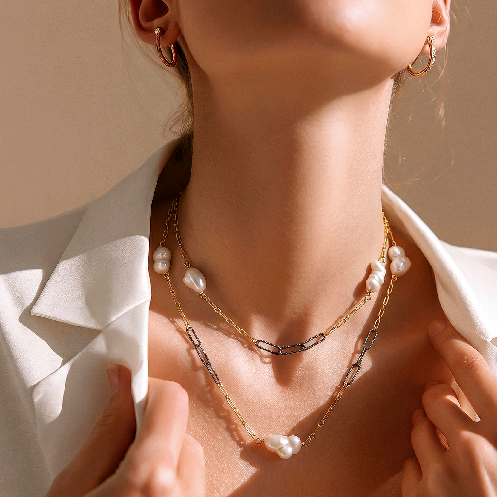 Hakiki Barok incili Tasarım Gümüş İtalyan Kolye