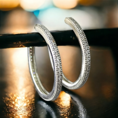 Swarovski Taşlı Pırlanta İşçiliği Gümüş Halka Küpe