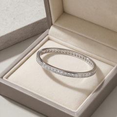 Mozanit Taşlı, Altın Kaplamalı Kare Kesim Gümüş Bilezik