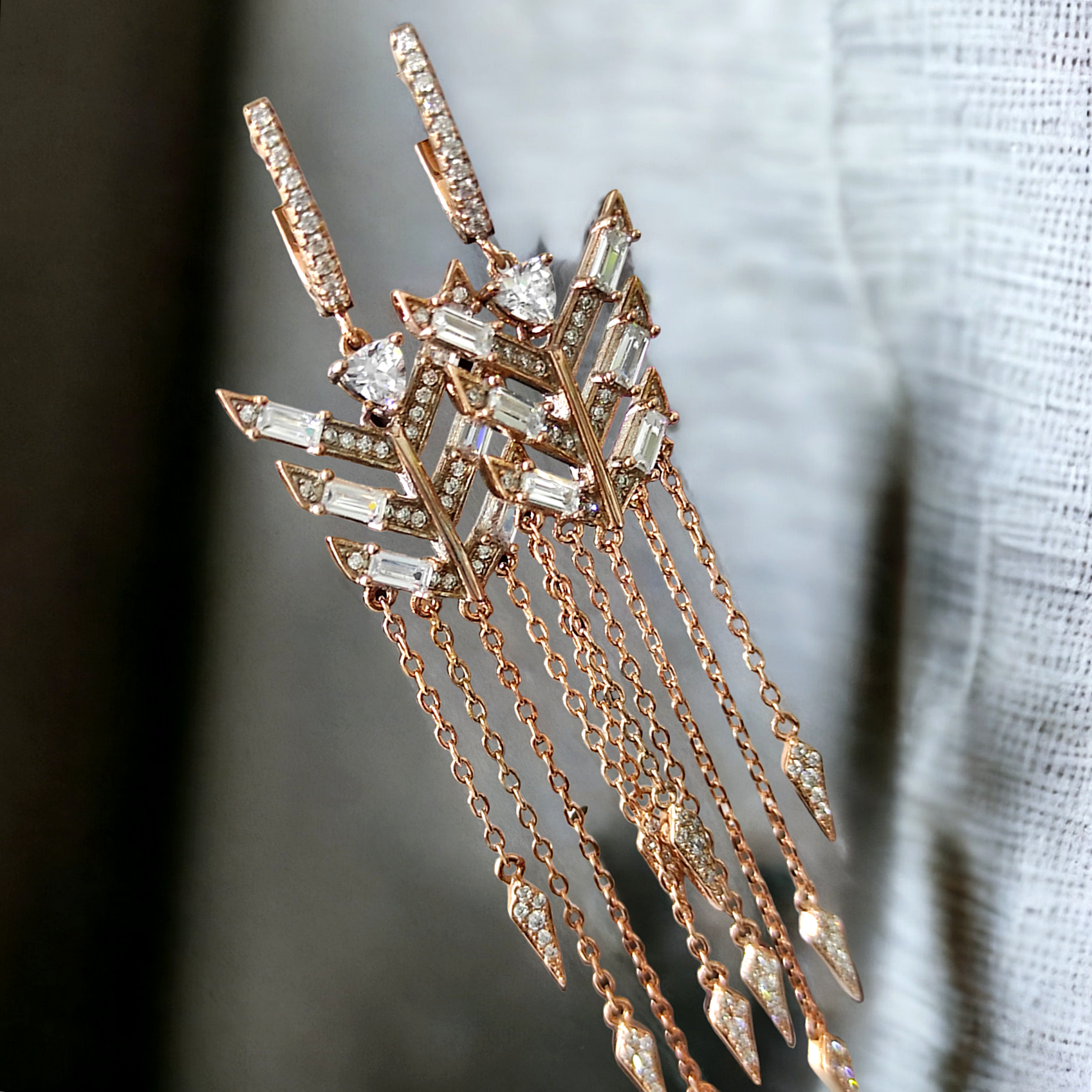 Swarovski Taşlı Rose İthal Gümüş Küpe