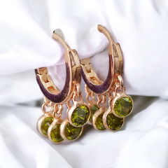 Yeşil Taşlı Shakira Gümüş Rose Küpe