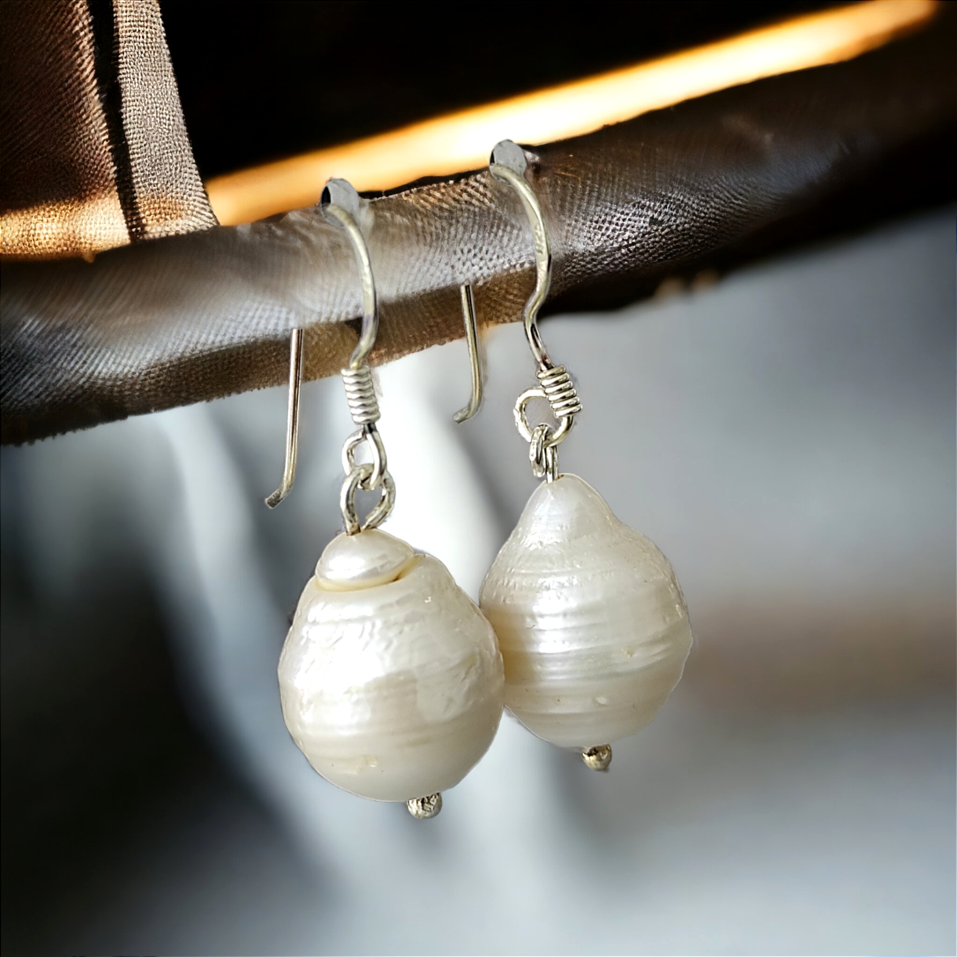 Barok inci Tasarım Gümüş Küpe