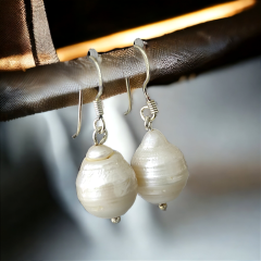 Barok inci Tasarım Gümüş Küpe