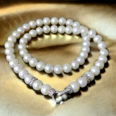 Hakiki İnci , swarovski taşlı Tasarım Gümüş Kolye