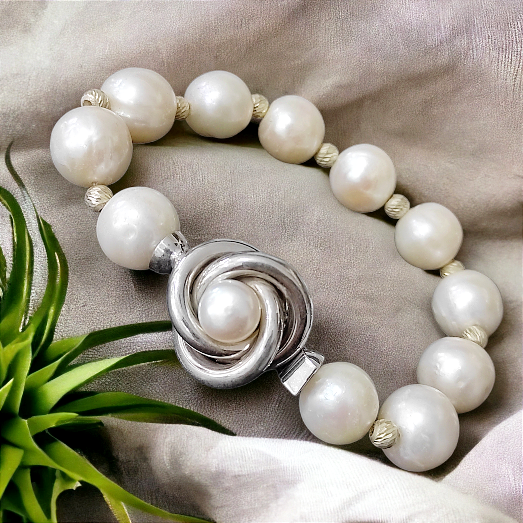 Hakiki İnci Tasarım Gümüş Gül Bileklik