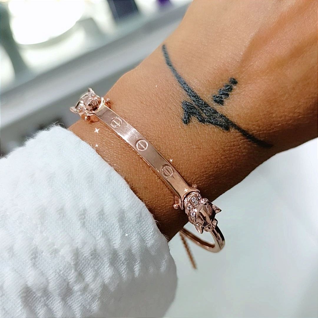 Aslan başlı Cartier Rose Gümüş Bilezik