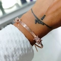 Aslan başlı Cartier Rose Gümüş Bilezik