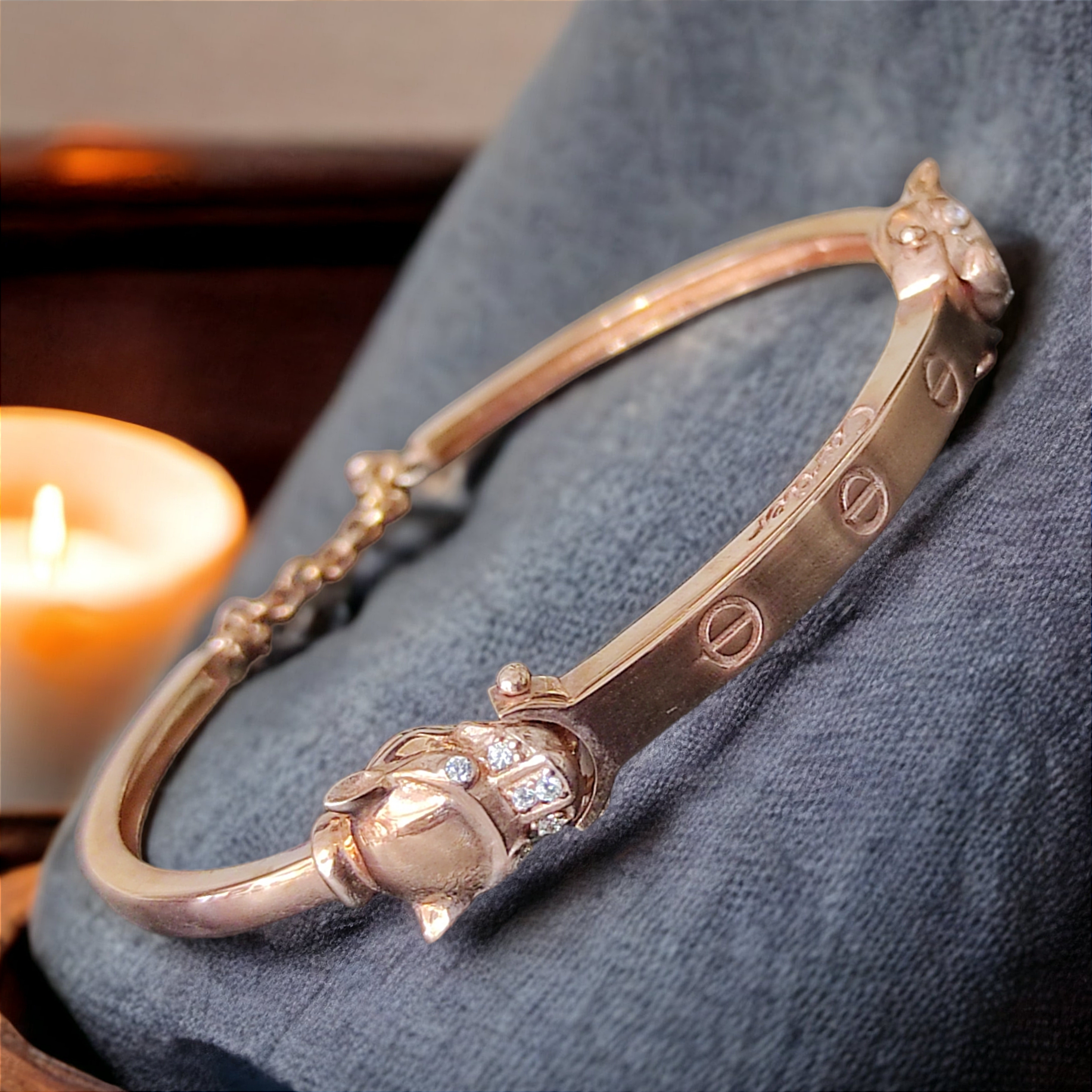 Aslan başlı Cartier Rose Gümüş Bilezik