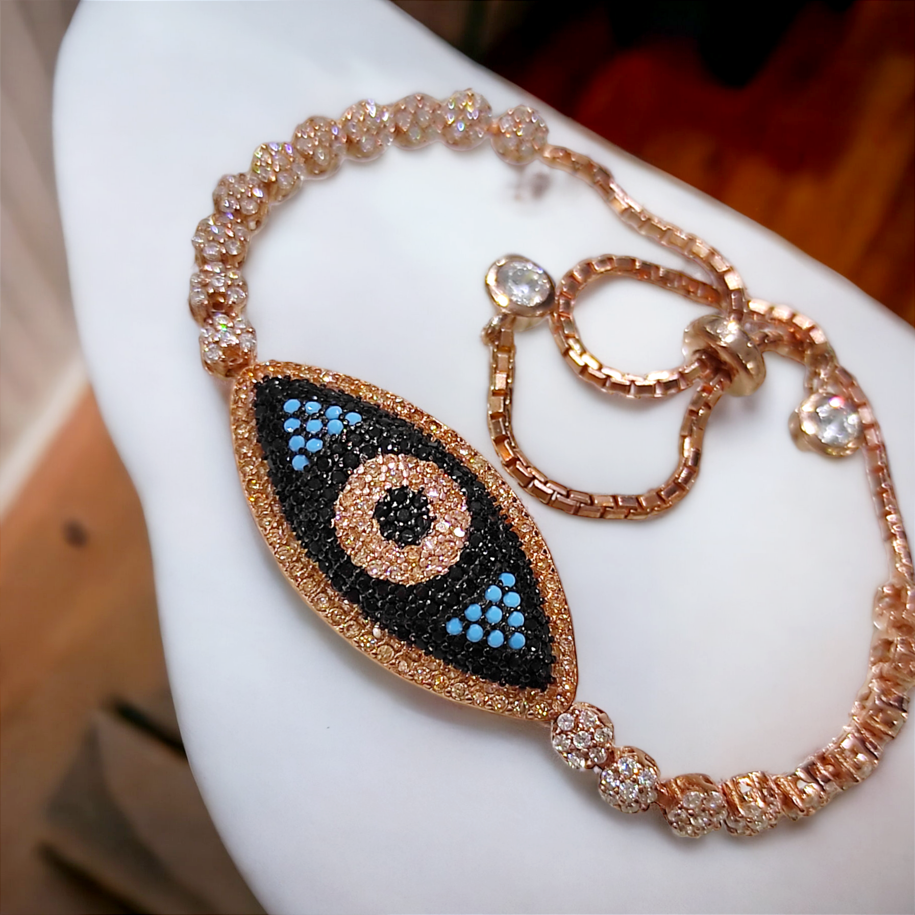 Nazar göz Model Rose Gümüş Asansör Bileklik