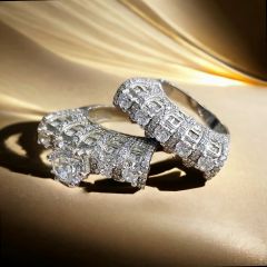 Swarovski Taşlı, Altın kaplamalı Gümüş Yüzük Set