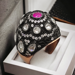 Yakut Taşlı,Elmas İşçiliği Gümüş Yüzük