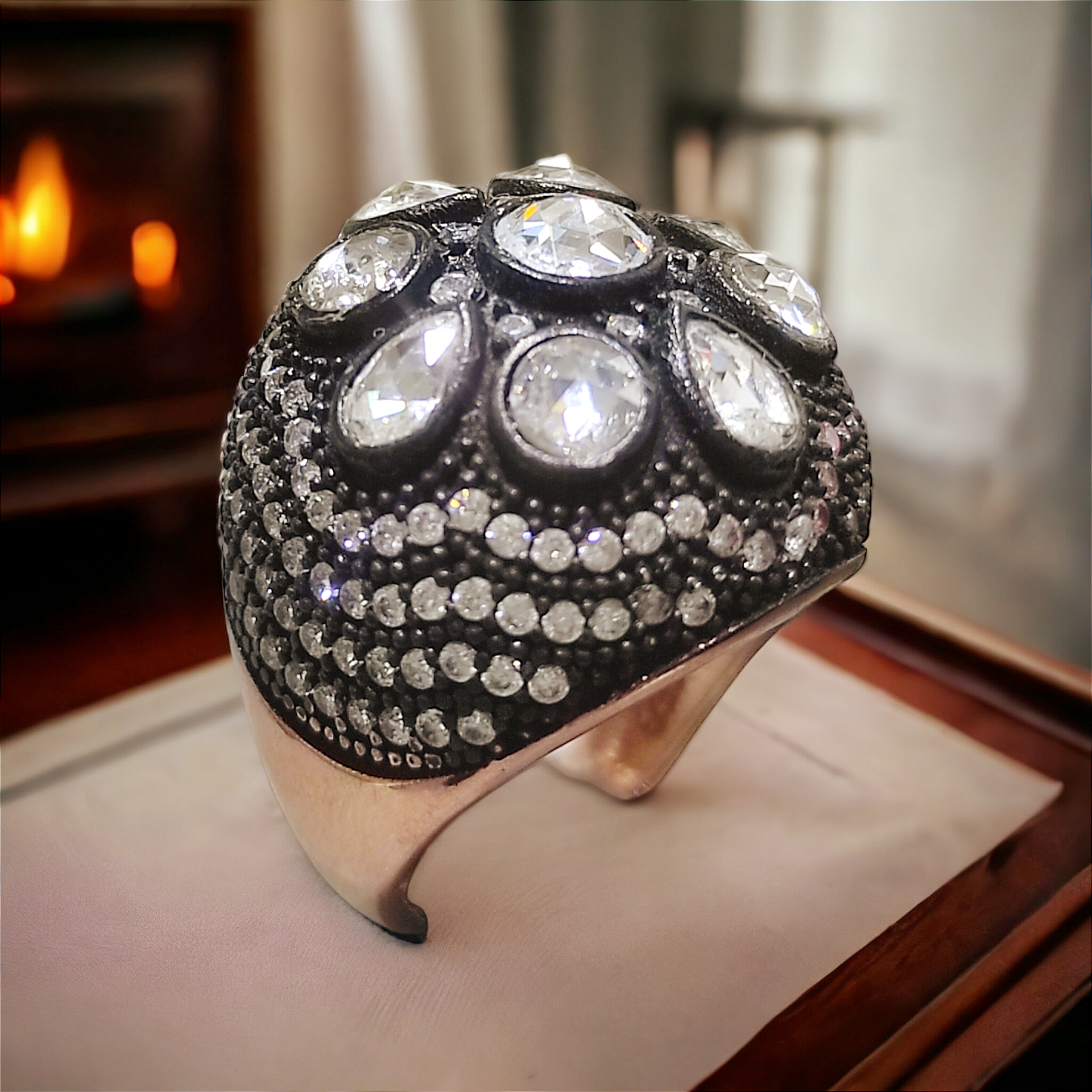 Elmas Monturlu Altın kaplama Gümüş Yüzük