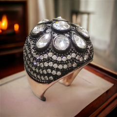 Elmas Monturlu Altın kaplama Gümüş Yüzük